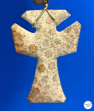 Indonesian Coral Angel Cross Necklace