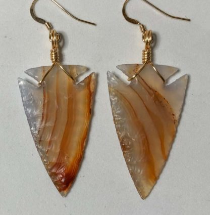 Brazilian Agate Arrowhead Earrings